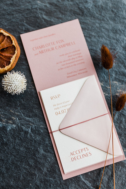 Rust and blush modern wedding invitations