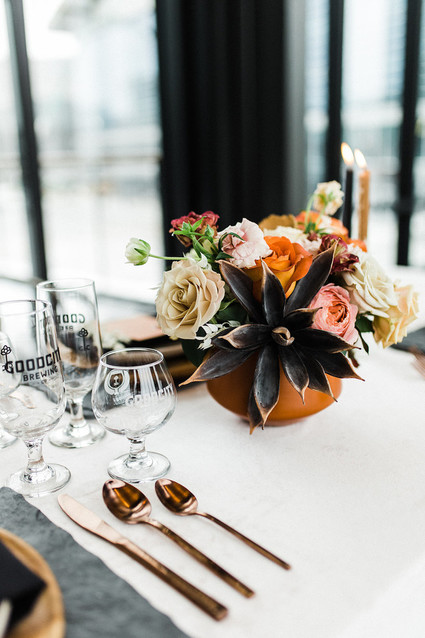 Modern Midwest brewery wedding inspiration with rust and white details