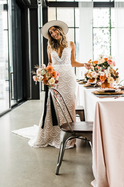 Modern Midwest brewery wedding inspiration with rust and white details