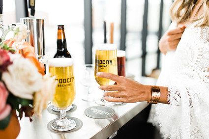 Modern Midwest brewery wedding inspiration with rust and white details