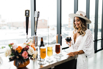 Modern Midwest brewery wedding inspiration with rust and white details