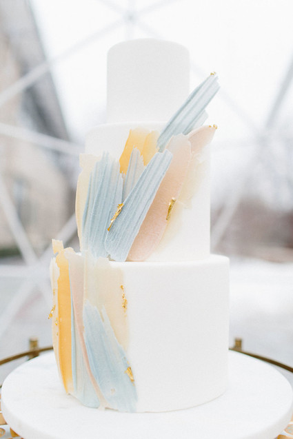 artful winter wedding cake