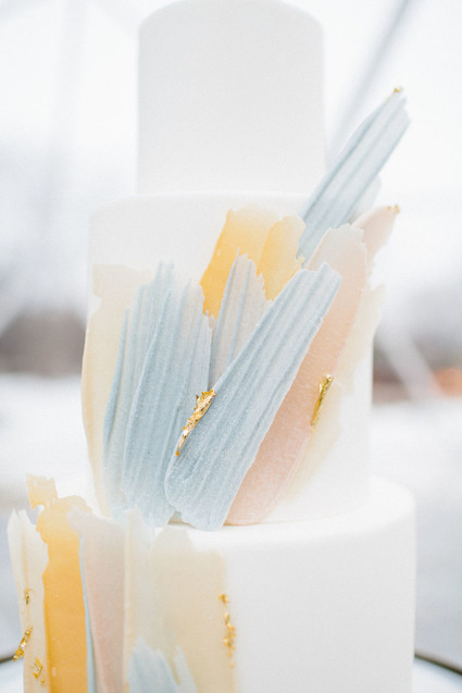 artful winter wedding cake