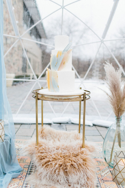 artful winter wedding cake
