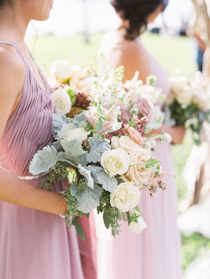 Romantic mauve Maui wedding with the most magical reception setting at Olowalu Plantation House