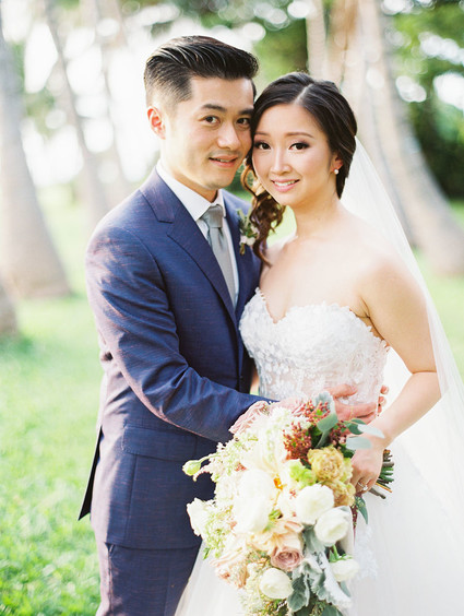 Romantic mauve Maui wedding with the most magical reception setting at Olowalu Plantation House