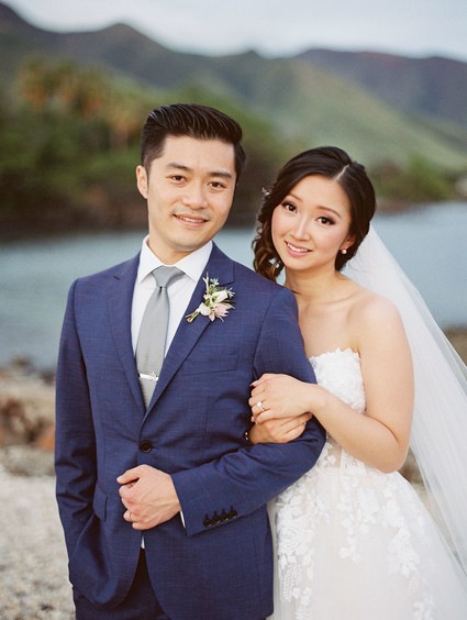 Romantic mauve Maui wedding with the most magical reception setting at Olowalu Plantation House