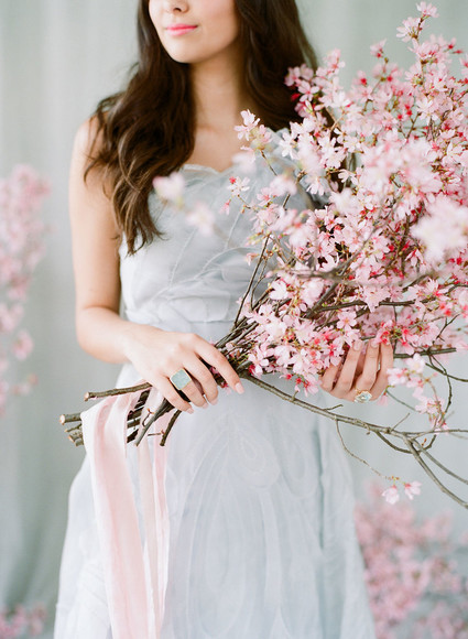 Cherry blossom bridal editorial in Charleston