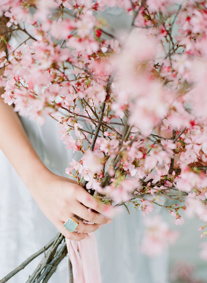 Cherry blossom bridal editorial in Charleston
