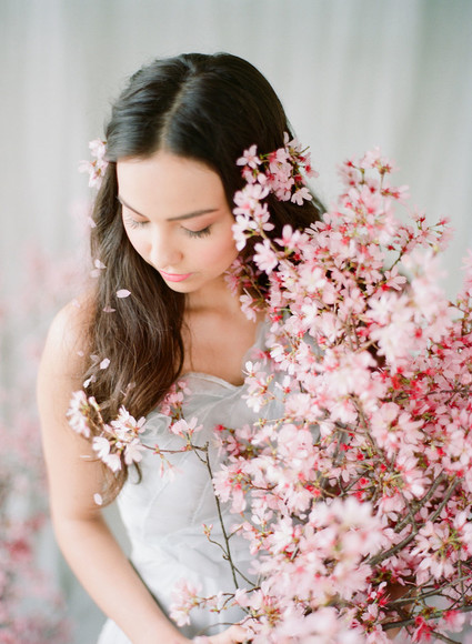 Cherry blossom bridal editorial in Charleston