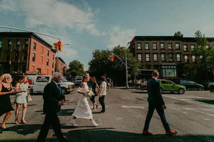 Whimsical stylish wedding in a Brooklyn brownstone