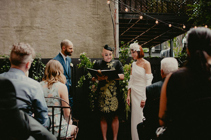 Whimsical stylish wedding in a Brooklyn brownstone