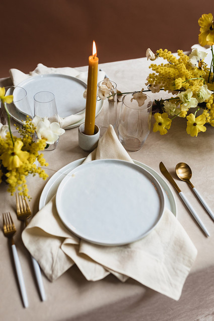 Modern mauve and yellow wedding palette and bridal inspo