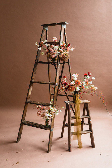 Modern mauve and yellow wedding palette and bridal inspo