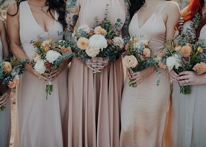 pastel bridesmaids in the desert