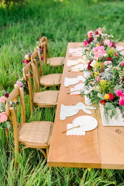 easter brunch picnic in the wildflowers