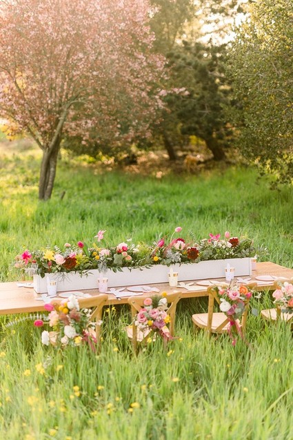 easter brunch picnic in the wildflowers