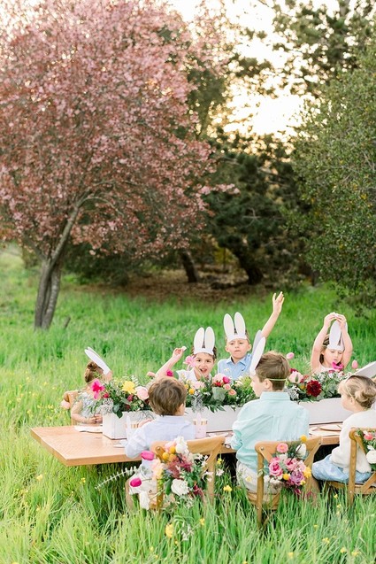 easter brunch picnic in the wildflowers