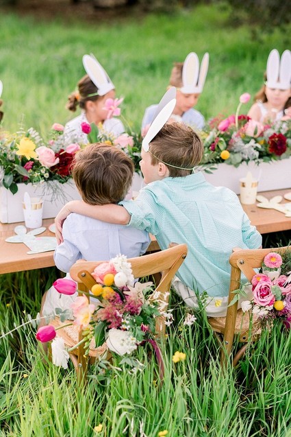 easter brunch picnic in the wildflowers