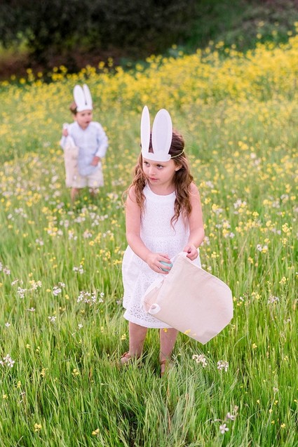 easter brunch picnic in the wildflowers