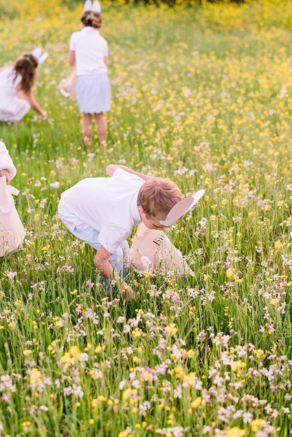 easter brunch picnic in the wildflowers