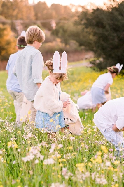 easter brunch picnic in the wildflowers