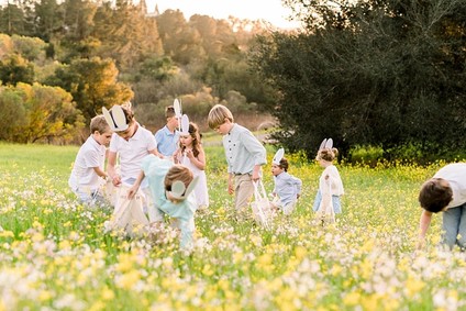 easter brunch picnic in the wildflowers