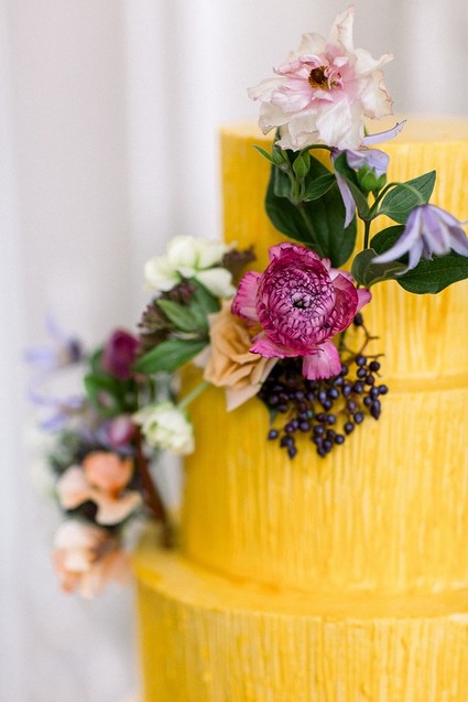yellow floral wedding cake