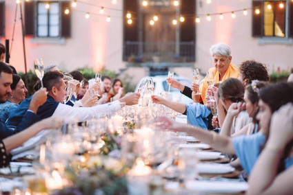 Romantic destination wedding at a pink Tuscan villa