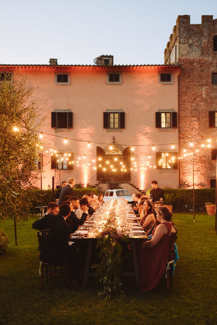 Romantic destination wedding at a pink Tuscan villa