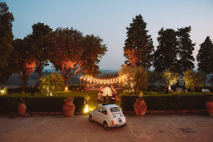 Romantic destination wedding at a pink Tuscan villa