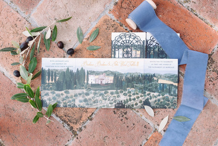 Romantic destination wedding at a pink Tuscan villa