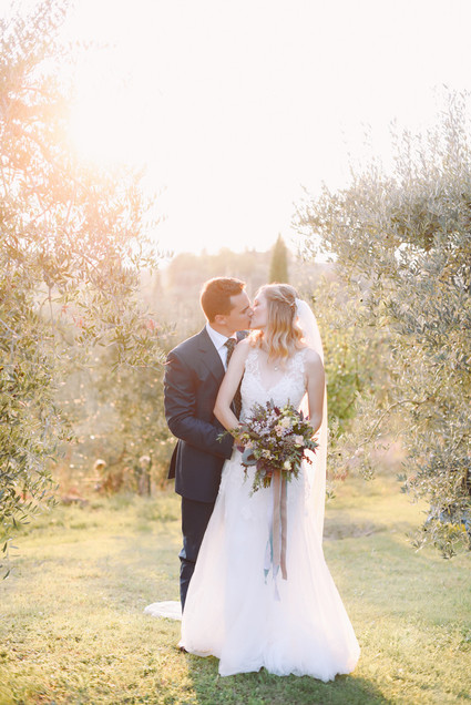 Romantic destination wedding at a pink Tuscan villa