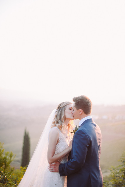 Romantic destination wedding at a pink Tuscan villa