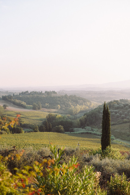 Romantic destination wedding at a pink Tuscan villa
