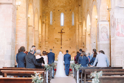 Romantic destination wedding at a pink Tuscan villa
