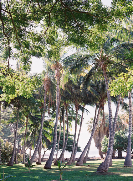 Romantic Hawaii wedding with an insanely cool dress, inspired by a Maui sunset