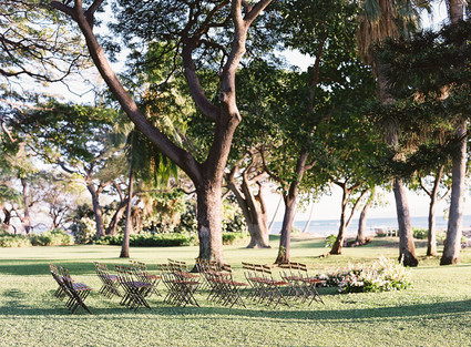 Romantic Hawaii wedding with an insanely cool dress, inspired by a Maui sunset