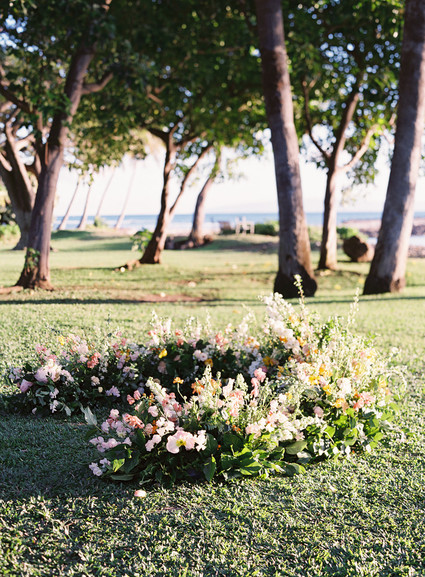 Romantic Hawaii wedding with an insanely cool dress, inspired by a Maui sunset
