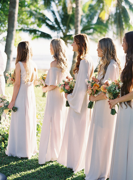 Romantic Hawaii wedding with an insanely cool dress, inspired by a Maui sunset