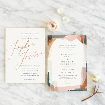 On trend invitations for 2019 weddings from Minted