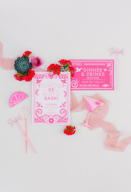 Pink mexican themed invitations