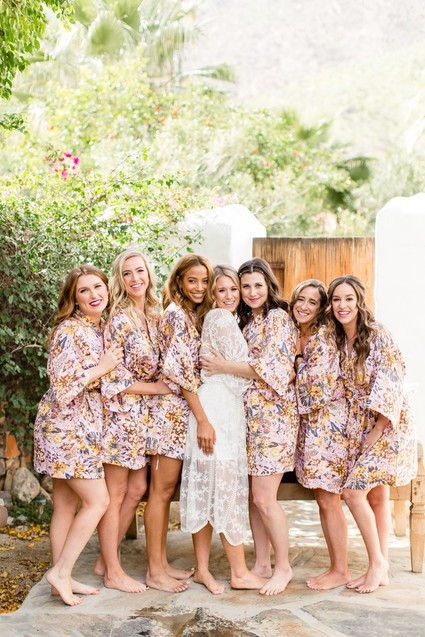 Pink floral matching bridesmaid robes
