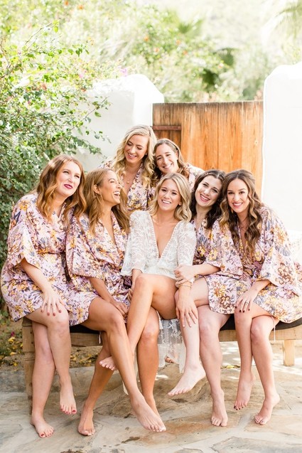 Pink floral matching bridesmaid robes