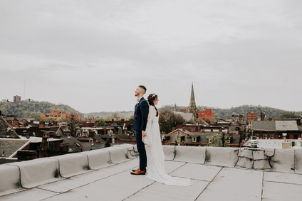 Rooftop wedding portrait