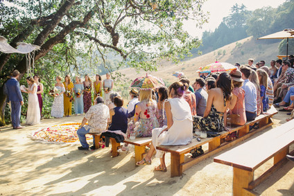beautifully rustic Anderson Valley wedding with a hippie bus and floral mandala