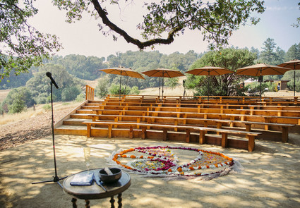 outdoor ceremony space in the Anderson Valley with a floral mandala