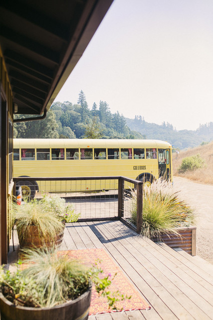 beautifully rustic Anderson Valley wedding with a hippie bus and floral mandala