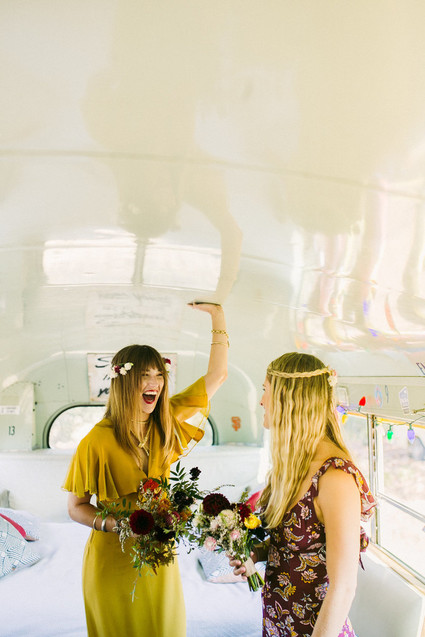 beautifully rustic Anderson Valley wedding with a hippie bus and floral mandala