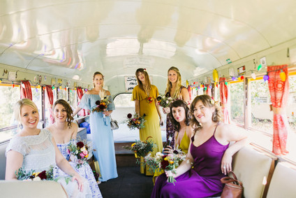 beautifully rustic Anderson Valley wedding with a hippie bus and floral mandala